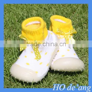 HOGIFT Baby Rubber Sole Sock Shoes,Child-slip Floor Socks,Knitting Multicolor Bow Socks thumbnail-2
