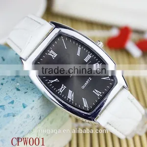 Silvery Romantic Leather Band Roman Numberals Couple Watch for Wedding Gifts thumbnail-1