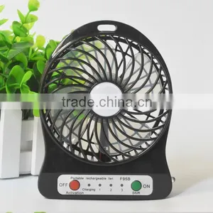 4-inch 3 Speeds Portable Rechargeable Desktop Fan Battery/ USB Powered Laptop Cool Cooler Fan With Battery and USB Charge Cable thumbnail-2