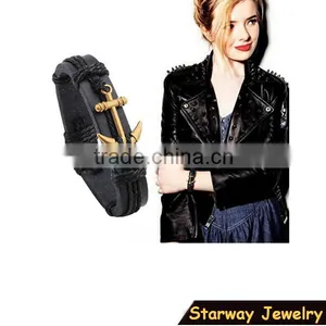 >>New Arrival SW14100 Promotion Anchor Leather Bracelet/ thumbnail-1