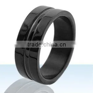 Fashion Titanium Jewelry,black Titanium Ring,ribbed Titanium Ring, Titanium Jewellery,fashion Titanium Ring, Titanium Jewelry thumbnail-1