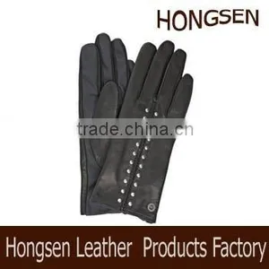 HS119 Ladies Winter Studded Leather Gloves thumbnail-1