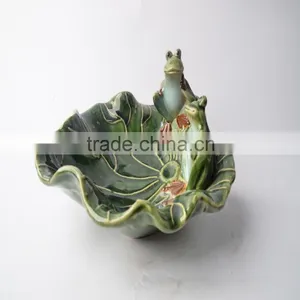 Ceramic Plate of Lotus Leaf With Frog thumbnail-2