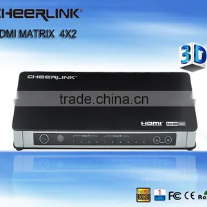 HDMI Matrix 4-In 2-Out Full HD 1080P HDMI V1.3 w/ IR Remote Control - Black thumbnail-1