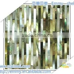 Luxury Strip Black/gray Mother of Pearl Seashell Mosaic Wall Tile Factory Price thumbnail-1