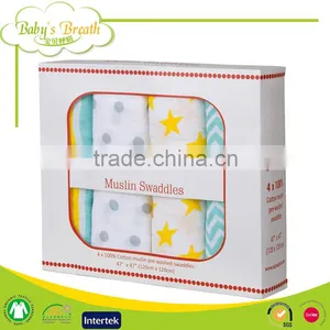 MS-07 Soft Cotton Baby Muslin Swaddle Blanket 47'*47' 4 Pack After Washed Supplier's Choice thumbnail-1