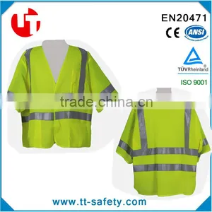 Wholesale Cheap High Visibility Fluorescent Yellow Breathable Work Shirt Reflective T-shir thumbnail-1