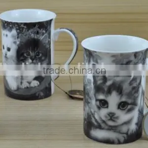 11OZ Lovely Cat Design Full Decal Print Coffee Cups, Shiny Surface New Bone China Mug, KL5004-10720 thumbnail-4