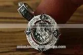 Silver 925 Round Pendant Icon of St. Mary. Russian Style. thumbnail-4