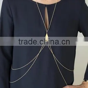 Newest Body Jewelry Triangle Pendant Two Layers Crossover Belly Body Chain ,Plated Body Chain thumbnail-4