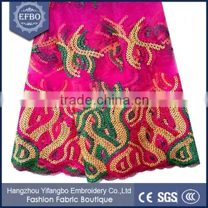 Top Selling Softextile Embroidery Lace Fabric George for Wedding Dress thumbnail-3
