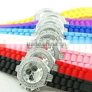 Silicone Diamond Watch Stainless Steel Back Geneva Watch thumbnail-1