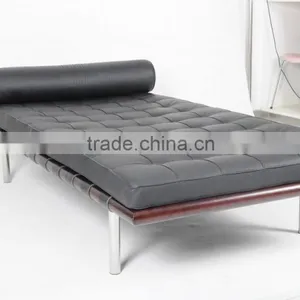 Designers Furniture Replica Ludwig Mies Van Der Rohe Style Genuine Leather Barcelona Day Bed thumbnail-2
