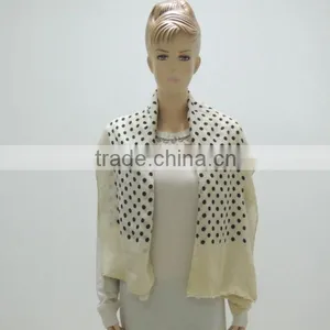 TYSAF048 Fashion Ladies' SS Rayon and Nylon Dot Pattern Kerchief/Scarf/Black and White thumbnail-1