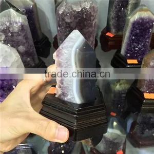 Natural Rock Amethyst Geode Cluster Wand Point Crystal Pillars thumbnail-4