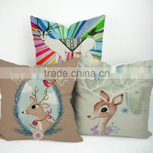 Best-selling Deer Printed Custom Plain Linen Cotton Pillow Cover thumbnail-3