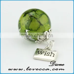 Handmade 20mm Round Clear Resin Ball Dried Pressed Real Flower Pendant With Wish Pendant Jewelry thumbnail-6