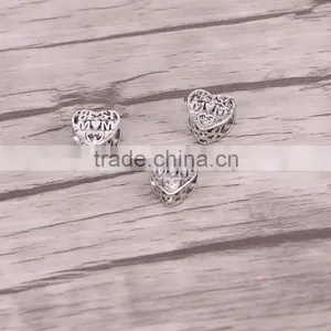 Hole Size About 5.0mm Antique Silver Plated MOM Heart Big Hole Beads Fit Bracelet DIY Necklace thumbnail-1