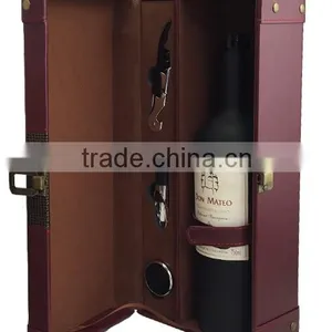 Deluxe Single Bottle Artificial PU Leather Wine Box With Wine Accessories thumbnail-1