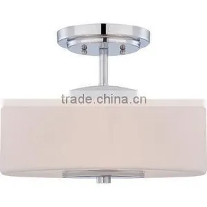 Polished Chrome Semi-Flush Mount Ceiling Fixture With Oval Glass Shade thumbnail-2
