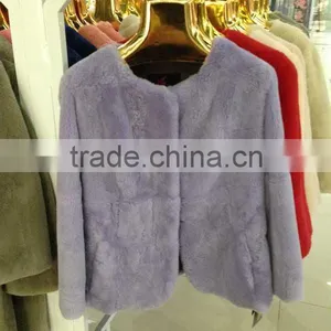 2015 New Arrival Rex Rabbit Fur Coat RR03 thumbnail-2