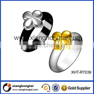 Modern 24K Golden Lucky Clover Ceramic Finger Ring thumbnail-1