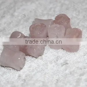 Rose Quartz Carved Flower Ear Piercing Plugs thumbnail-5