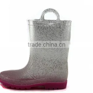 New Fashion Bling Bling Cute PVC Transparent Cheap Rain Boots for Kids thumbnail-3