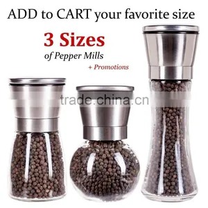 Manual Glass Spice Bottle Grinder/pepper and Salt Mill 6 Oz Glass Body and 5 Grade Adjustable Ceramic Rotor thumbnail-5