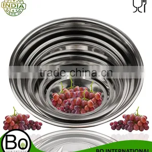 Curved Lip and Flat Base Stainless Steel Mixing / Prep Bowl Kitchen Set, Mirror Finish, 6 Pieces thumbnail-2
