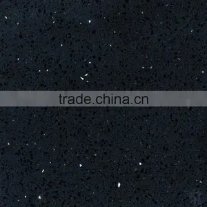 Factory Supply Wholesale Crystal Sparkle Mirror Black Artificial Quartz Stone Slab thumbnail-3