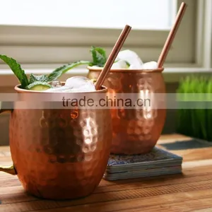 MOSCOW MULE MUGS With Straw/ Copper Mug With Copper Straw/ SOLID COPPER MUGS & Straw thumbnail-4