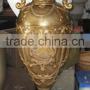 Fiberglass, FRP/GRP Flower Pot, Planter Vintage Golden thumbnail-1