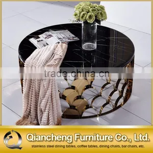 2017 New Design Black Marble Top Round Coffee Table thumbnail-1