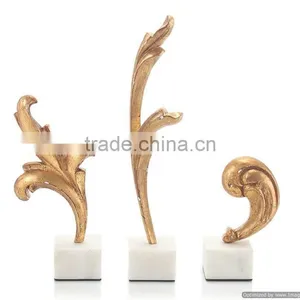 Gold Plated Leaf With Marble Base Unique Sculpture thumbnail-1