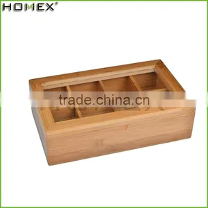 Small Bamboo Tea Bags Storage Box With Lid Wholesale Tea Bags Organizer With Removeable Lid/Homex_Factory thumbnail-2