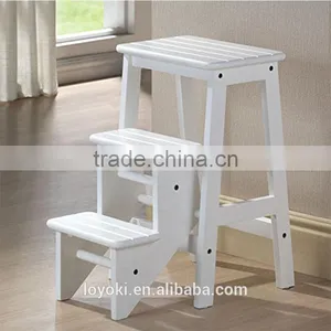 2016 New Beech Wood 3 Tier Folding Step Stool With Groove to Avoid Slip Ladder Step Stool thumbnail-1