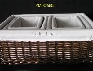 Set of 5 Willow Storage Basket With Lining thumbnail-1