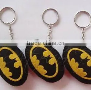 New Products Wholesale Oval Shape Ball Superhero Designed Key Ring Promotional Gift Felt Batman Keychain Made in China thumbnail-1