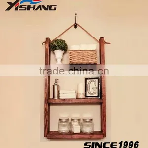 Rustic 3 Tiers Hanging Home Wall Shelf Wood thumbnail-1
