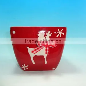 Indoor Christmas Red Ceramic Flower Pot thumbnail-1