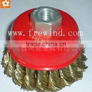 3" Twisted Knot Wire Bowl Brush With Nut thumbnail-1