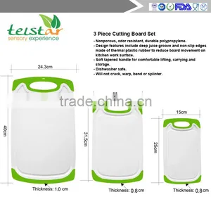 3 Piece Plastic Cutting Board Set - Acrylic Polypropylene Plastic - Dishwasher Safe thumbnail-4