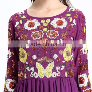 2017 Lady Maxi Beaded and Sequin Long One Piece Latest Design Dress thumbnail-2
