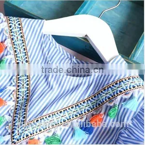 Fashionable Wholesale Girls Clothing Stripe Tassles Designer One Piece Mother Daughter Matching Western Style Dress thumbnail-2
