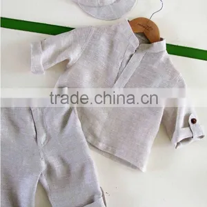 Beige Grey Linen Boy Set thumbnail-1