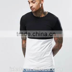 Customize Men Longline Muscle Slim Fit Contrast Color Blank T-shirt thumbnail-1