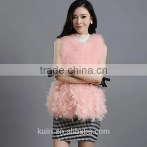 Hot Sale New 2017 Women Winter Encryption 100% Natural Ostrich Feathers Turkey Feather Fur Vest Vest Fur Coat Fur Coat thumbnail-5