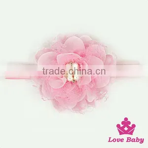 Cute Kids Hair Accessory Pink Flower Rose Wedding Newborn Baby Girl Thin Headband thumbnail-1