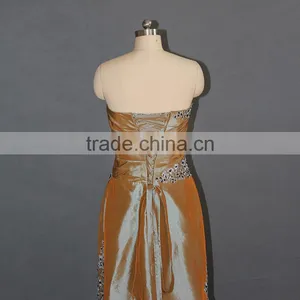 Orange Taffeta Strapless Long Evening Dress 2017 thumbnail-5